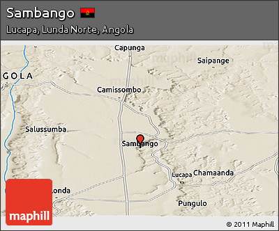 Shaded Relief Panoramic Map of Sambango