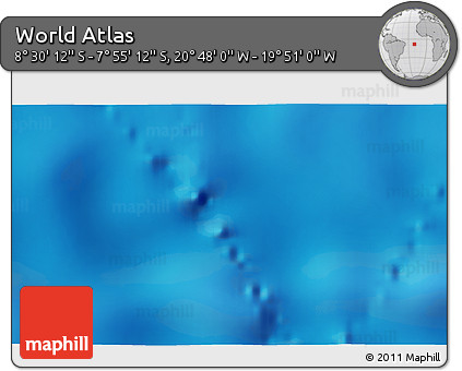 Shaded Relief 3D Map of the Area around 8° 12' 42" S, 20° 19' 30" W