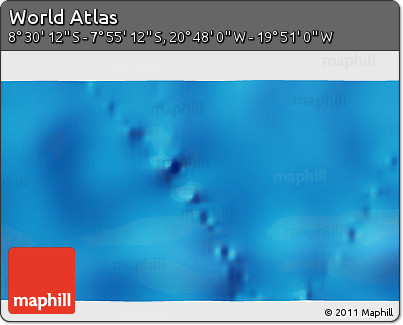 Shaded Relief 3D Map of the Area around 8° 12' 42" S, 20° 19' 30" W