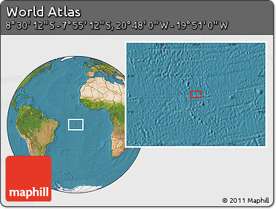 Satellite Location Map of the Area around 8° 12' 42" S, 20° 19' 30" W