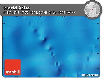 Physical Map of the Area around 8° 12' 42" S, 20° 19' 30" W