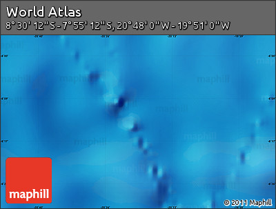 Physical Map of the Area around 8° 12' 42" S, 20° 19' 30" W