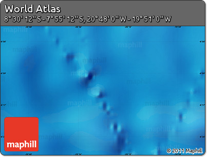 Physical Map of the Area around 8° 12' 42" S, 20° 19' 30" W