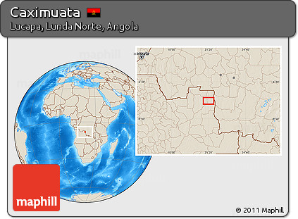 Shaded Relief Location Map of Caximuata