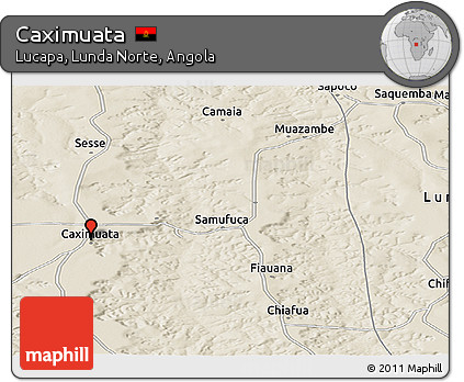 Shaded Relief Panoramic Map of Caximuata