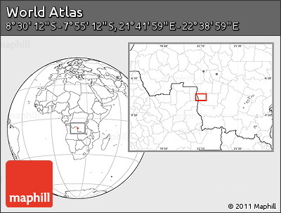 Blank Location Map of the Area around 8° 12' 42" S, 22° 10' 29" E