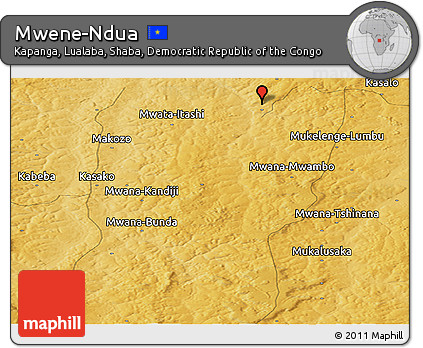Physical Panoramic Map of Mwene-Ndua