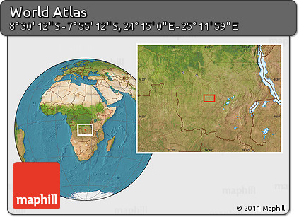Satellite Location Map of the Area around 8° 12' 42" S, 24° 43' 30" E