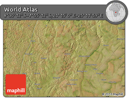 Satellite Map of the Area around 8° 12' 42" S, 24° 43' 30" E