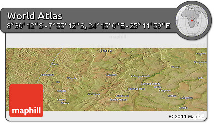 Satellite Panoramic Map of the Area around 8° 12' 42" S, 24° 43' 30" E