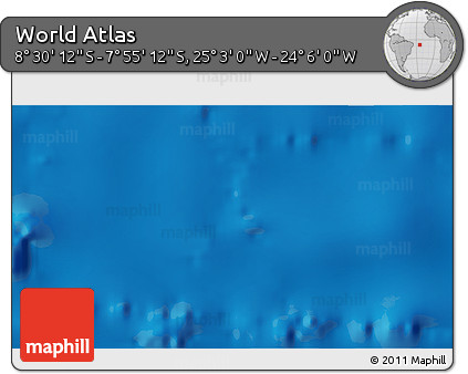 Shaded Relief 3D Map of the Area around 8° 12' 42" S, 24° 34' 30" W