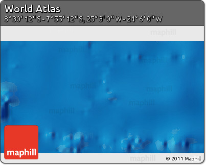 Shaded Relief 3D Map of the Area around 8° 12' 42" S, 24° 34' 30" W