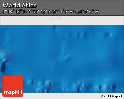 Shaded Relief 3D Map of the Area around 8° 12' 42" S, 24° 34' 30" W