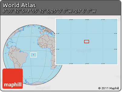 Gray Location Map of the Area around 8° 12' 42" S, 24° 34' 30" W