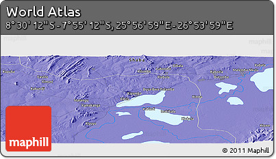 Political Panoramic Map of the Area around 8° 12' 42" S, 26° 25' 29" E
