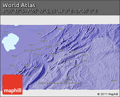 Political 3D Map of the Area around 8° 12' 42" S, 27° 16' 29" E