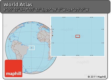 Gray Location Map of the Area around 8° 12' 42" S, 28° 49' 30" W