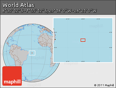 Gray Location Map of the Area around 8° 12' 42" S, 28° 49' 30" W