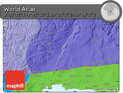 Political Map of the Area around 8° 12' 42" S, 29° 49' 30" E