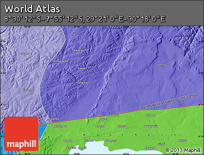 Political Map of the Area around 8° 12' 42" S, 29° 49' 30" E