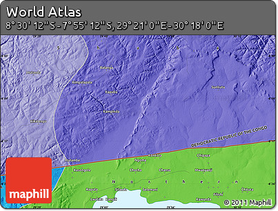 Political Map of the Area around 8° 12' 42" S, 29° 49' 30" E