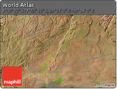 Satellite Map of the Area around 8° 12' 42" S, 29° 49' 30" E