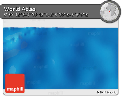 Shaded Relief 3D Map of the Area around 8° 12' 42" S, 2° 37' 30" E