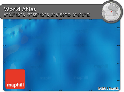 Physical Map of the Area around 8° 12' 42" S, 2° 37' 30" E