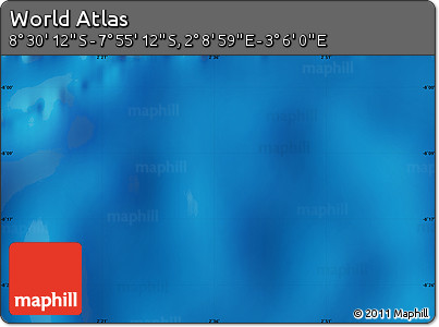 Physical Map of the Area around 8° 12' 42" S, 2° 37' 30" E
