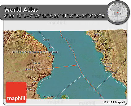 Satellite 3D Map of the Area around 8° 12' 42" S, 30° 40' 29" E