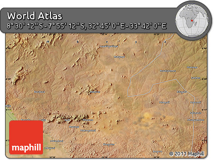 Satellite Map of the Area around 8° 12' 42" S, 33° 13' 30" E