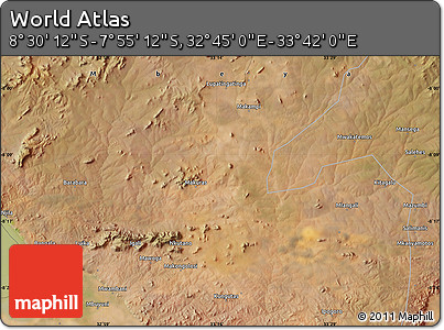 Satellite Map of the Area around 8° 12' 42" S, 33° 13' 30" E