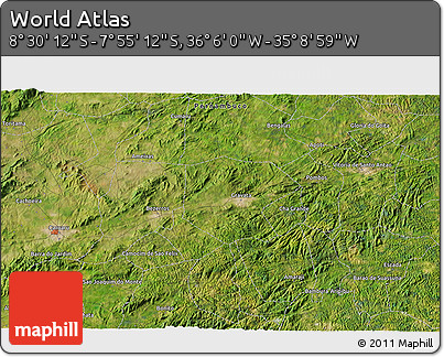 Satellite 3D Map of the Area around 8° 12' 42" S, 35° 37' 30" W