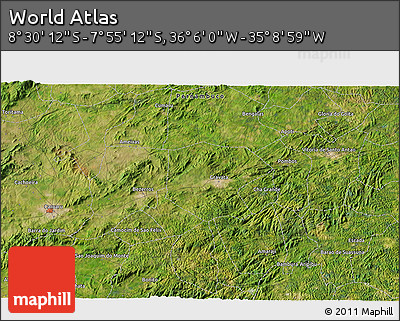 Satellite 3D Map of the Area around 8° 12' 42" S, 35° 37' 30" W