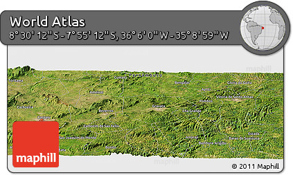 Satellite Panoramic Map of the Area around 8° 12' 42" S, 35° 37' 30" W