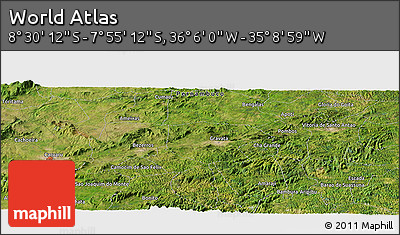 Satellite Panoramic Map of the Area around 8° 12' 42" S, 35° 37' 30" W