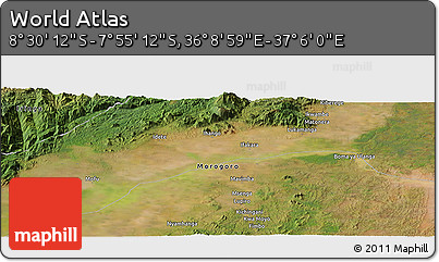 Satellite Panoramic Map of the Area around 8° 12' 42" S, 36° 37' 30" E
