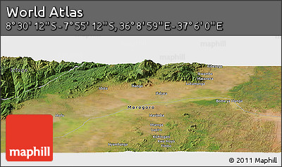Satellite Panoramic Map of the Area around 8° 12' 42" S, 36° 37' 30" E