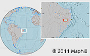 Gray Location Map of Campos, hill shading