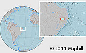 Gray Location Map of Brejo da Madre de Deus, hill shading