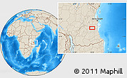 Shaded Relief Location Map of the area around 8° 12' 42" S, 38° 19' 30" E