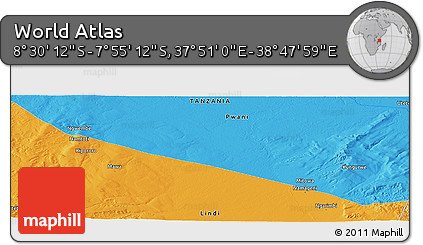 Political Panoramic Map of the Area around 8° 12' 42" S, 38° 19' 30" E