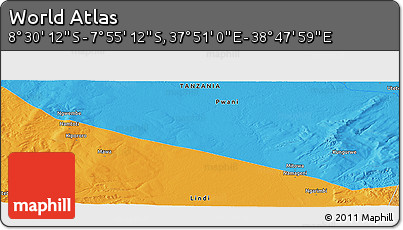 Political Panoramic Map of the Area around 8° 12' 42" S, 38° 19' 30" E