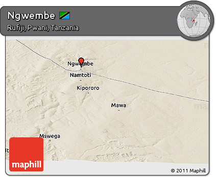 Shaded Relief Panoramic Map of Ngwembe