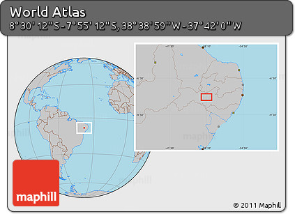 Gray Location Map of the Area around 8° 12' 42" S, 38° 10' 29" W