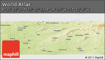 Physical Panoramic Map of the Area around 8° 12' 42" S, 38° 10' 29" W