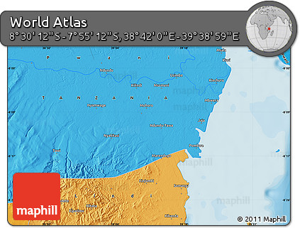 Political Map of the Area around 8° 12' 42" S, 39° 10' 29" E