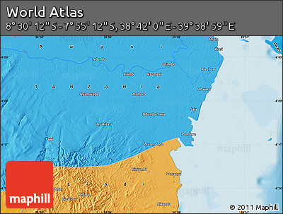 Political Map of the Area around 8° 12' 42" S, 39° 10' 29" E