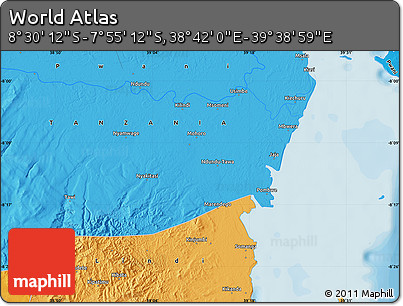 Political Map of the Area around 8° 12' 42" S, 39° 10' 29" E