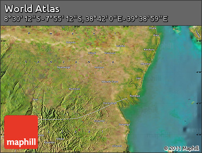 Satellite Map of the Area around 8° 12' 42" S, 39° 10' 29" E